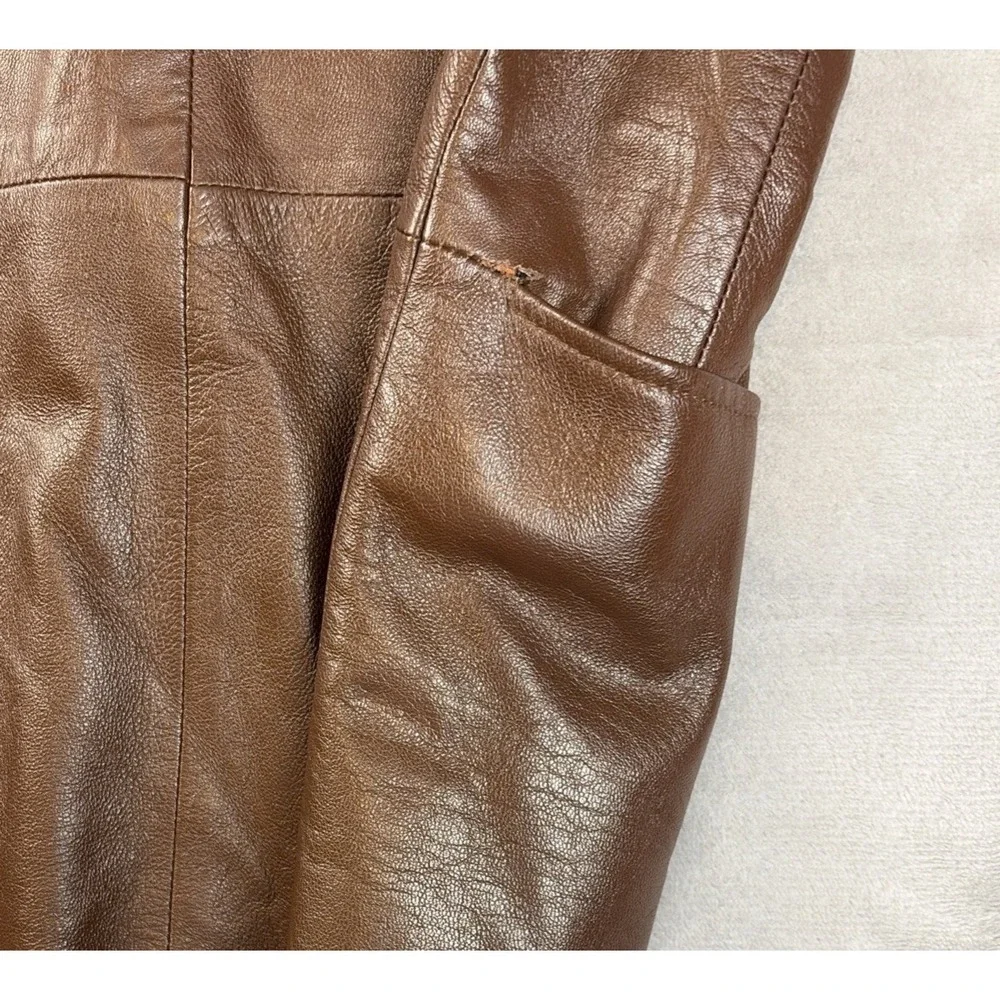 Vintage Lord & Taylor Women's 8 Brown Lamb Leather Blazer Jacket - Picture 5 of 13
